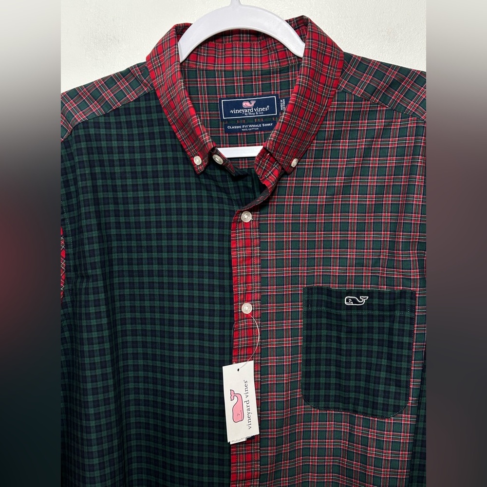 New! Vineyard Vines Tartan Plaid Poplin Button Down Whale Shirt Mens Size Large - Picture 3 of 9